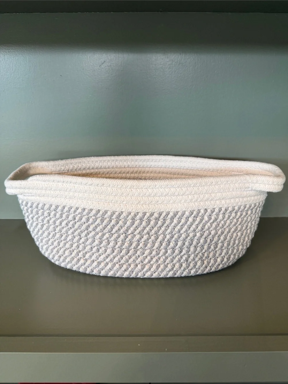 Cotton Rope Basket - White and Light Gray - NWOT